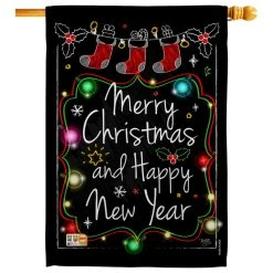 Breeze Decor Chalkboard Merry Christmas Decorative Vertical Double Sided House Flag