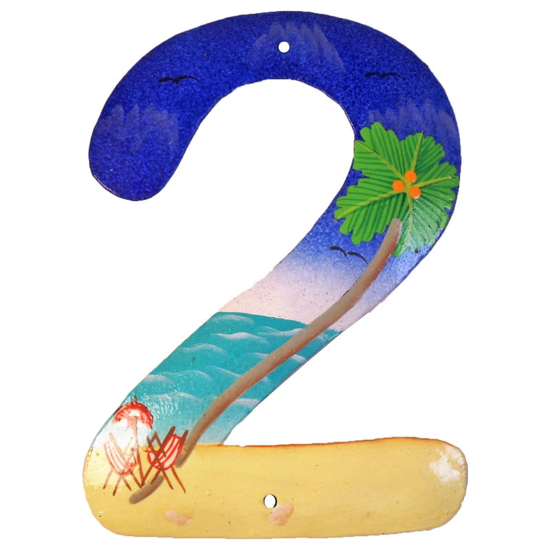 Tropical Beach House Numbers Haitian Metal Art Number Two 2 3 Tropical Beach House Numbers Haitian Metal Art Number Two 2