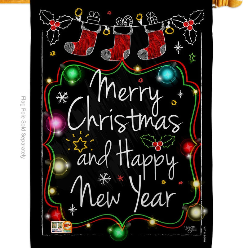 Breeze Decor Chalkboard Merry Christmas Decorative Vertical Double Sided House Flag 4 Breeze Decor Chalkboard Merry Christmas Decorative Vertical Double Sided House Flag - Image 2