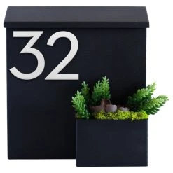 Modern Aspect Greetings Wall Mounted Mailbox W/ House Numbers, Lock Included, Outgoing Flag, Black, With Numbers 7 Modern Aspect Greetings Wall Mounted Mailbox W/ House Numbers, Lock Included, Outgoing Flag, Black, With Numbers -Mayne Store 0db1bca30f52b309 5545 w800 h800 b1 p0