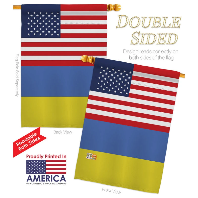 Americana Home & Garden Ukraine US Friendship Of The World Nationality House Flag 4 Americana Home & Garden Ukraine US Friendship Of The World Nationality House Flag - Image 2