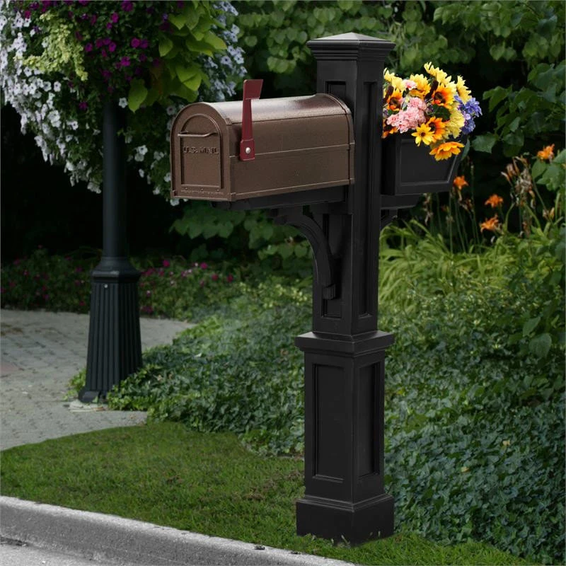Mayne - Outdoor Products Of Distinction Mayne Westbrook Plus Traditional Plastic Mail Post In Black 4 Mayne - Outdoor Products Of Distinction Mayne Westbrook Plus Traditional Plastic Mail Post In Black - Image 2
