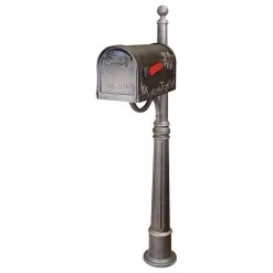 Special Lite Products Company Hummingbird Curbside Mailbox With Ashland Mailbox Post Unit, Swedish Silver
