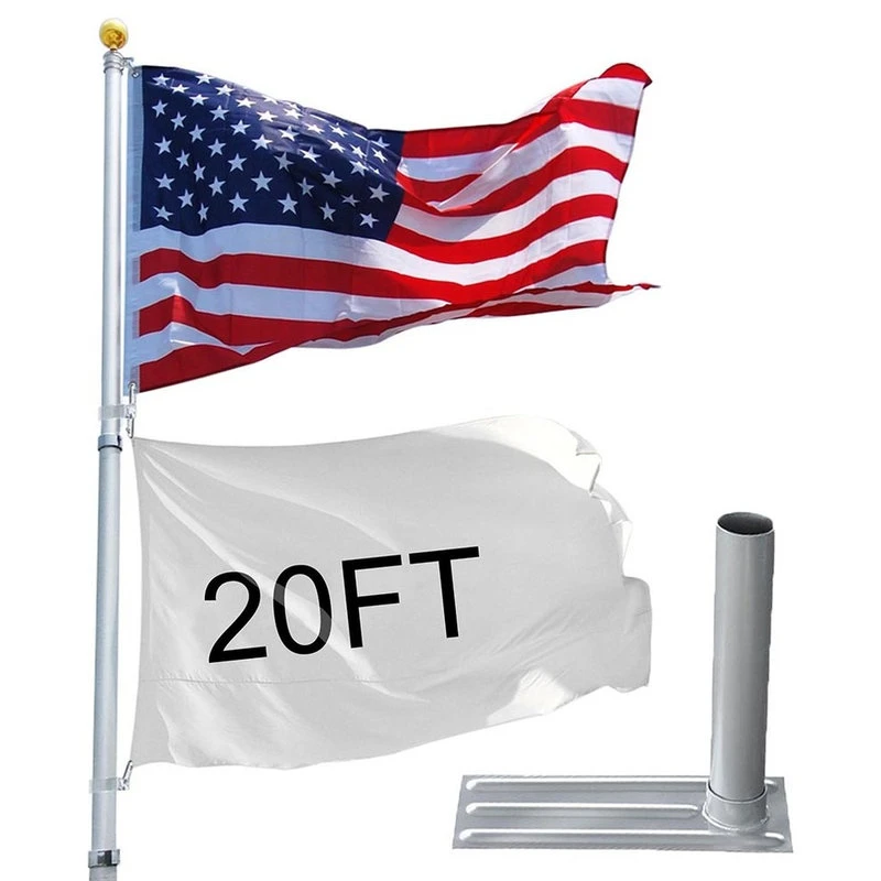 Yescom 20' Telescopic Aluminum Flagpole Tire Mount Stand Bracket Kit W/ USA Flag Ball 5 Yescom 20' Telescopic Aluminum Flagpole Tire Mount Stand Bracket Kit W/ USA Flag Ball - Image 3