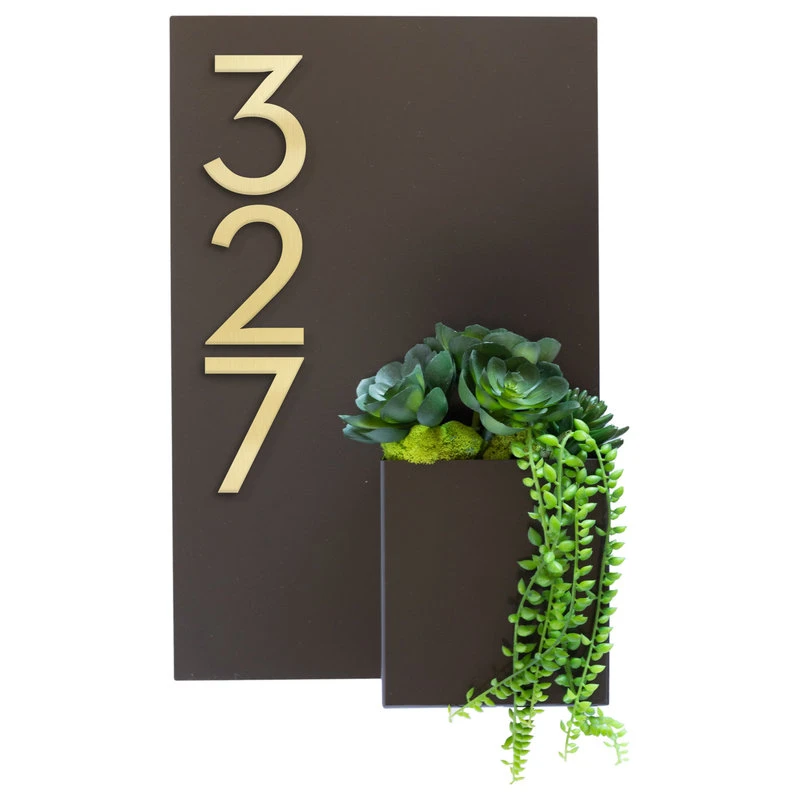 Modern Aspect Curb Appeal House Number Plaque, 12"Wx20"H, Brown, With Numbers 3 Modern Aspect Curb Appeal House Number Plaque, 12"Wx20"H, Brown, With Numbers