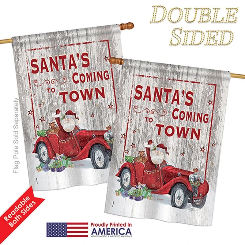 Breeze Decor Santa's Coming To Town Winter, Seasonal House Flag 28"x40" 5 Breeze Decor Santa's Coming To Town Winter, Seasonal House Flag 28"x40" - Image 3