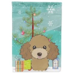 The-store Christmas Tree And Chocolate Brown Poodle Garden Flag