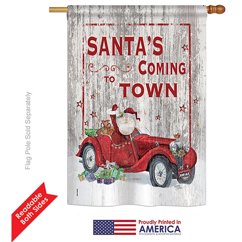 Breeze Decor Santa's Coming To Town Winter, Seasonal House Flag 28"x40" 4 Breeze Decor Santa's Coming To Town Winter, Seasonal House Flag 28"x40" - Image 2