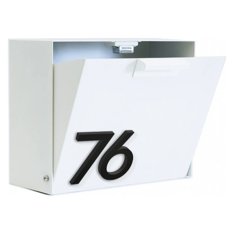Modern Aspect Cubby Wall Mounted Mailbox + House Numbers, Lock Included, Outgoing Flag, White, With Numbers 4 Modern Aspect Cubby Wall Mounted Mailbox + House Numbers, Lock Included, Outgoing Flag, White, With Numbers - Image 2