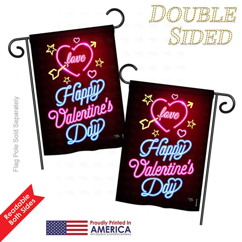 Breeze Decor Neon Valentines Love, Seasonal Vertical Garden Flag 13"x18.5" 5 Breeze Decor Neon Valentines Love, Seasonal Vertical Garden Flag 13"x18.5" - Image 3