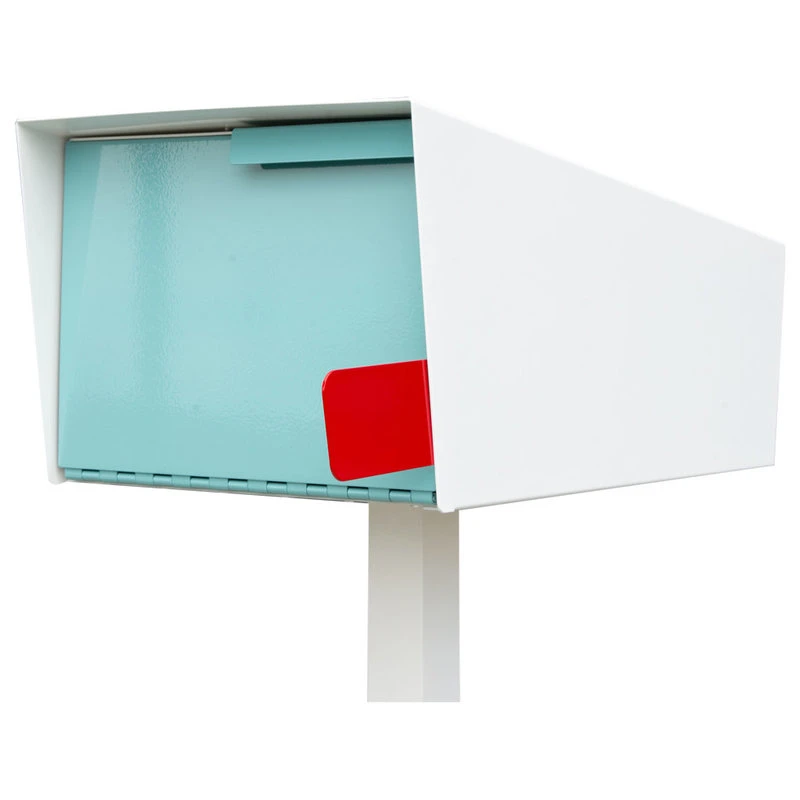 Modern Mailbox Post Mounted Mailbox, Two Tone White, White/Robin Egg, Post Not Included 3 Modern Mailbox Post Mounted Mailbox, Two Tone White, White/Robin Egg, Post Not Included