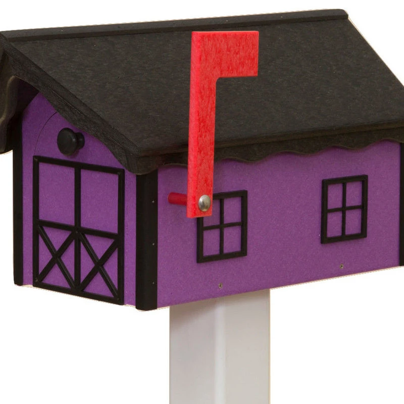 Horse Barn Weatherproof Mailbox, USA Handmade, Black, Purple 4 Horse Barn Weatherproof Mailbox, USA Handmade, Black, Purple - Image 2
