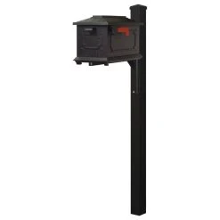 Special Lite Products Company Kingston Curbside Mailbox And Wellington Post Smooth Square, Black
