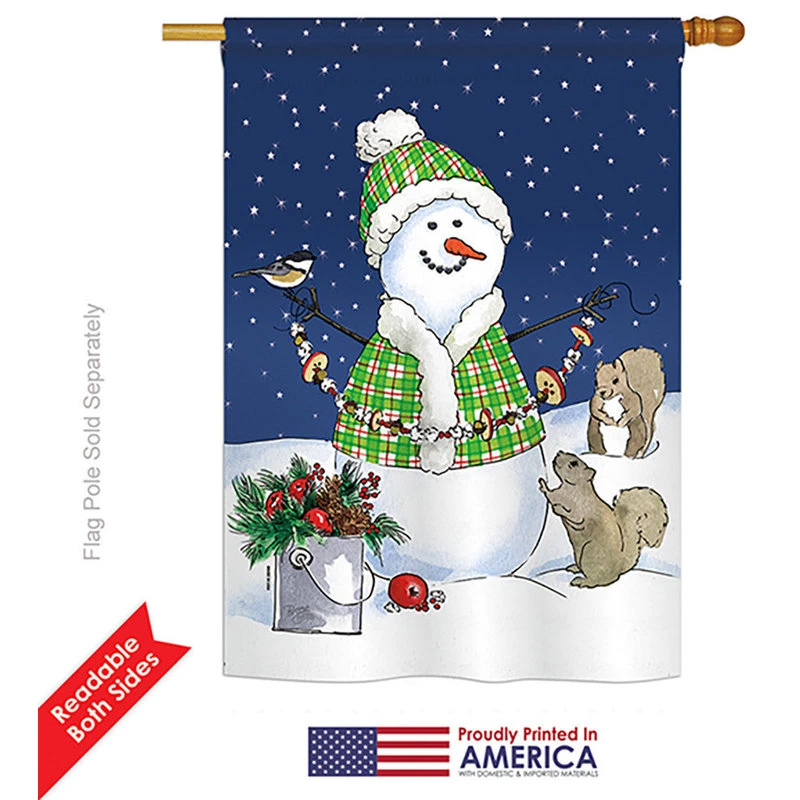 Breeze Decor Decorating With Snowmen Winter, Seasonal Decorative House Flag 28"x40" 4 Breeze Decor Decorating With Snowmen Winter, Seasonal Decorative House Flag 28"x40" - Image 2