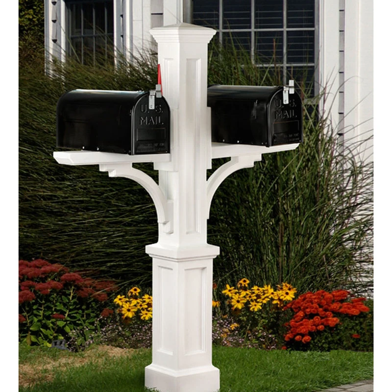 Mayne - Outdoor Products Of Distinction 42"W X 8"D X 56"H Newport Plus Double Mailbox Post, Black 4 Mayne - Outdoor Products Of Distinction 42"W X 8"D X 56"H Newport Plus Double Mailbox Post, Black - Image 2
