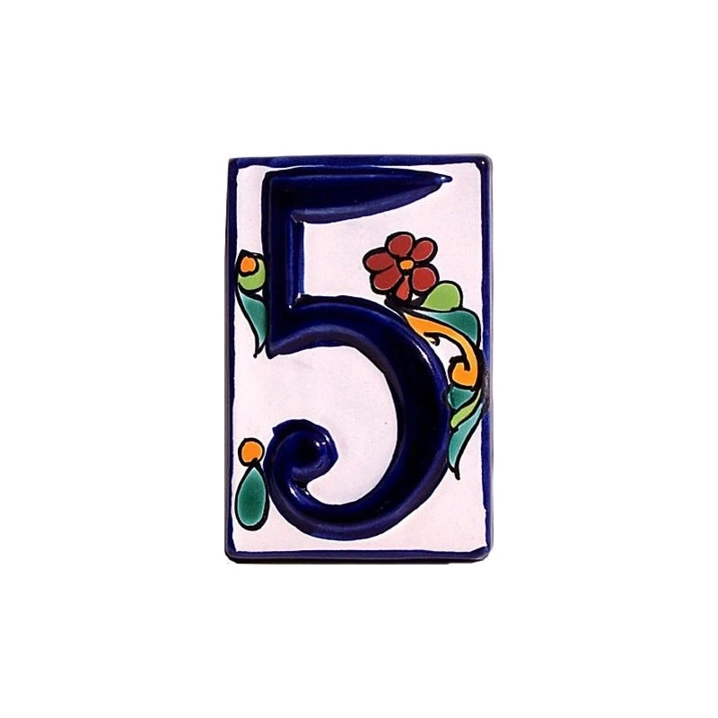 Fine Crafts & Imports Colonial Talavera Ceramic House Number Five 3 Fine Crafts & Imports Colonial Talavera Ceramic House Number Five