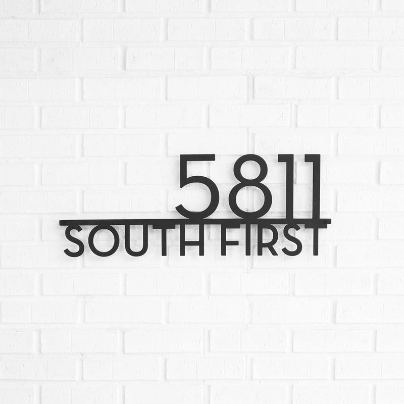 Mod Mettle Address Sign W/ Street Name, Black, 6"h Numbers, Palm Springs Font 6 Mod Mettle Address Sign W/ Street Name, Black, 6"h Numbers, Palm Springs Font - Image 4