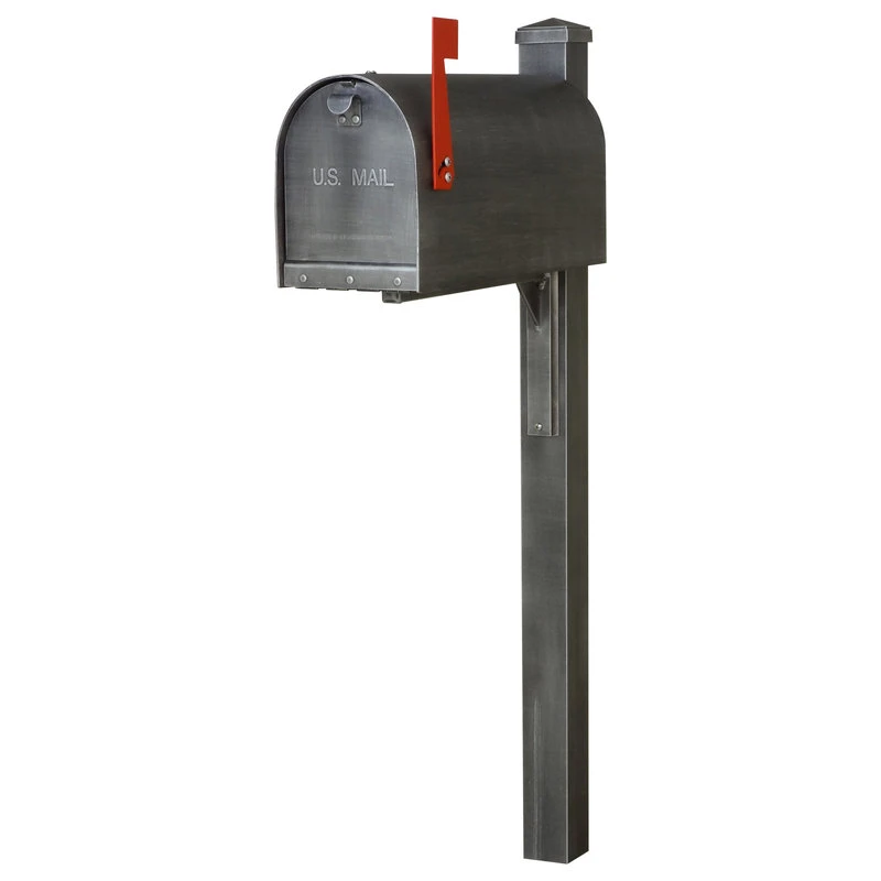 Special Lite Products Company Titan Steel Curbside Mailbox And Wellington Post, Swedish Silver 4 Special Lite Products Company Titan Steel Curbside Mailbox And Wellington Post, Swedish Silver - Image 2