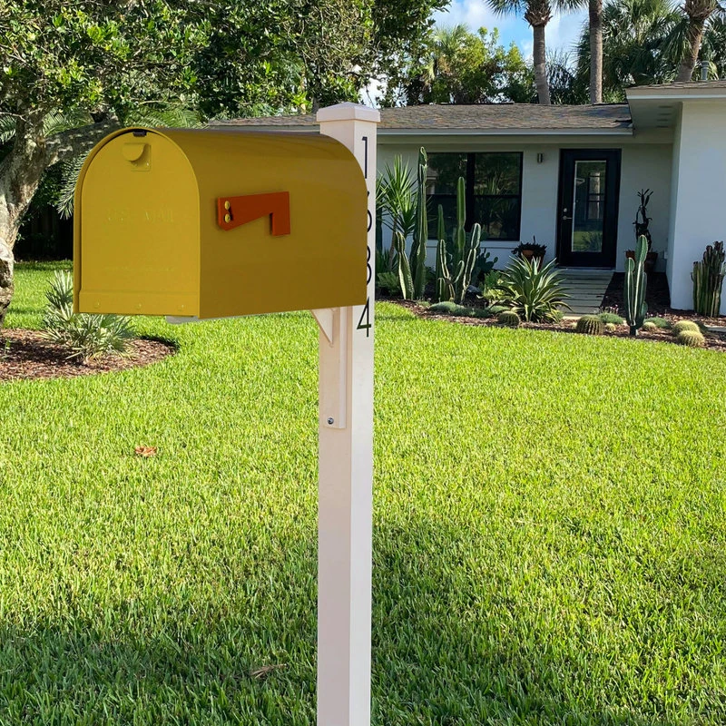 Special Lite Products Company Mid Modern Rigby Curbside Mailbox And Post, Yellow 7 Special Lite Products Company Mid Modern Rigby Curbside Mailbox And Post, Yellow - Image 5