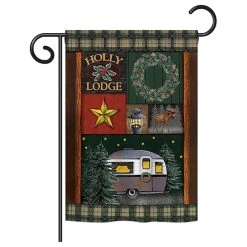 Breeze Decor Holly Lodge Winter, Seasonal Decorative Garden Flag 13"x18.5"