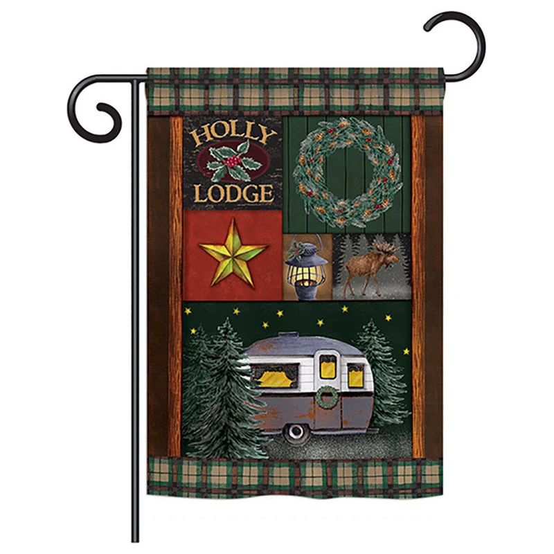 Breeze Decor Holly Lodge Winter, Seasonal Decorative Garden Flag 13"x18.5" 3 Breeze Decor Holly Lodge Winter, Seasonal Decorative Garden Flag 13"x18.5"