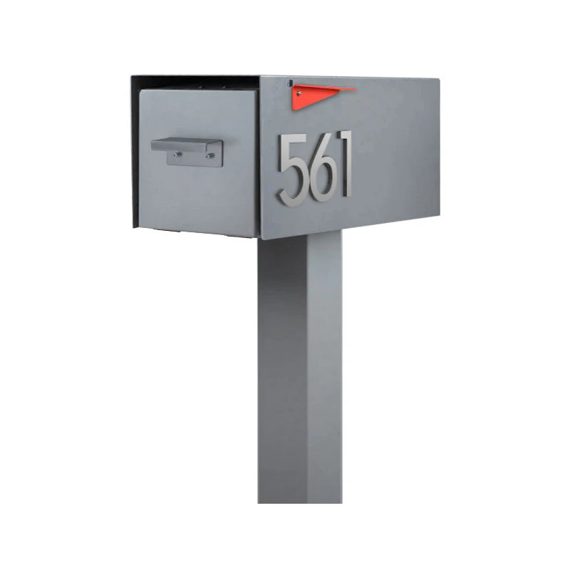 Modern Aspect Malone Post-Mounted Mailbox Optional Pole, Gray, With Numbers 3 Modern Aspect Malone Post-Mounted Mailbox Optional Pole, Gray, With Numbers