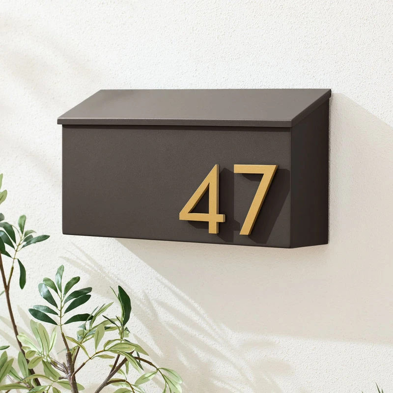 Modern Aspect The OG Wall Mounted Mailbox + House Numbers, Lock Included, Outgoing Flag, Black 3 Modern Aspect The OG Wall Mounted Mailbox + House Numbers, Lock Included, Outgoing Flag, Black