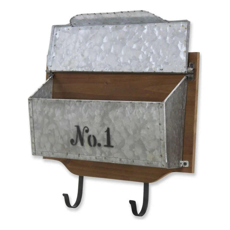 HomeRoots Furniture Wall Hanging Mailbox With Metal Hooks 7 HomeRoots Furniture Wall Hanging Mailbox With Metal Hooks - Image 5