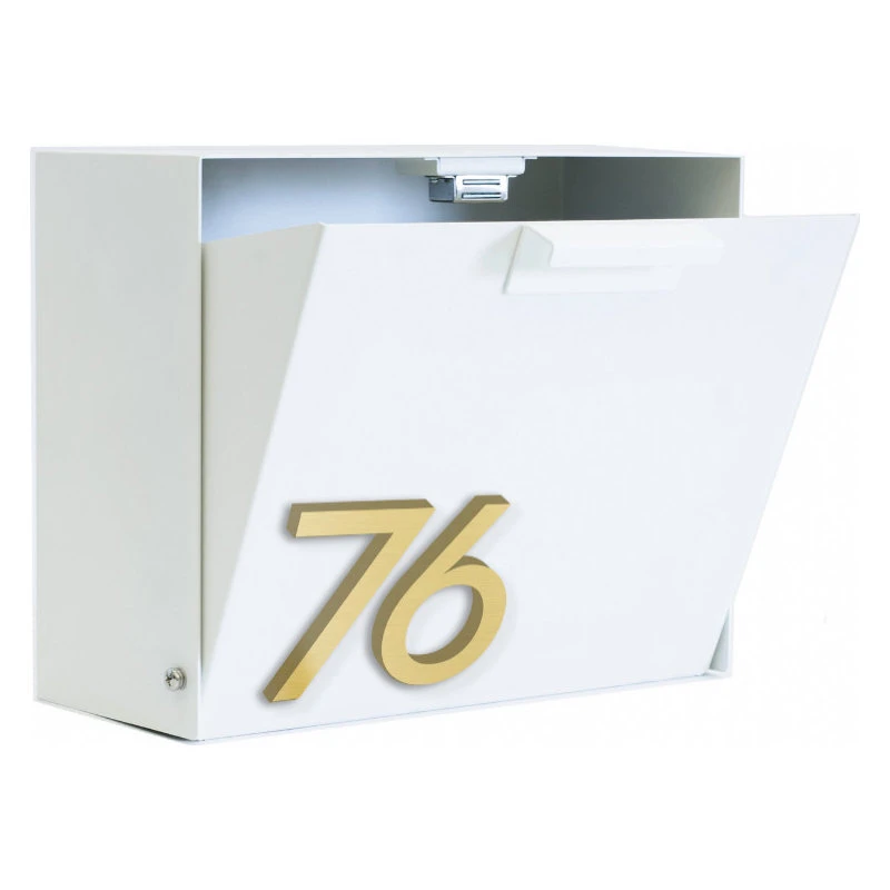 Modern Aspect Cubby Wall Mounted Mailbox + House Numbers, Lock Included, Outgoing Flag, White, With Numbers 5 Modern Aspect Cubby Wall Mounted Mailbox + House Numbers, Lock Included, Outgoing Flag, White, With Numbers - Image 3