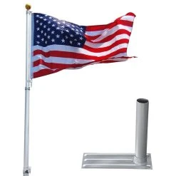 Yescom 20' Telescopic Aluminum Flagpole Tire Mount Stand Bracket Kit W/ USA Flag Ball