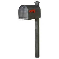Special Lite Products Company Titan Steel Curbside Mailbox And Wellington Post, Swedish Silver
