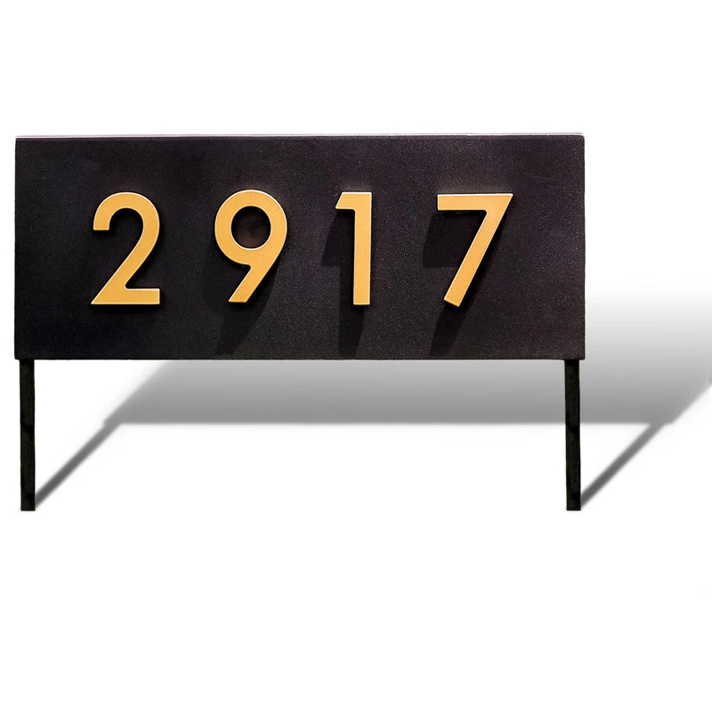 Mod Mettle Hickman Yard Sign, Black, Three Brass Numbers 3 Mod Mettle Hickman Yard Sign, Black, Three Brass Numbers
