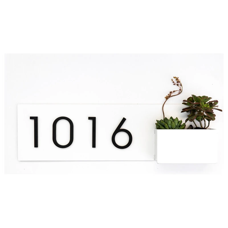 Modern Aspect Vista View House Number Plaque, 24"W X 7"H, White, With Numbers 3 Modern Aspect Vista View House Number Plaque, 24"W X 7"H, White, With Numbers