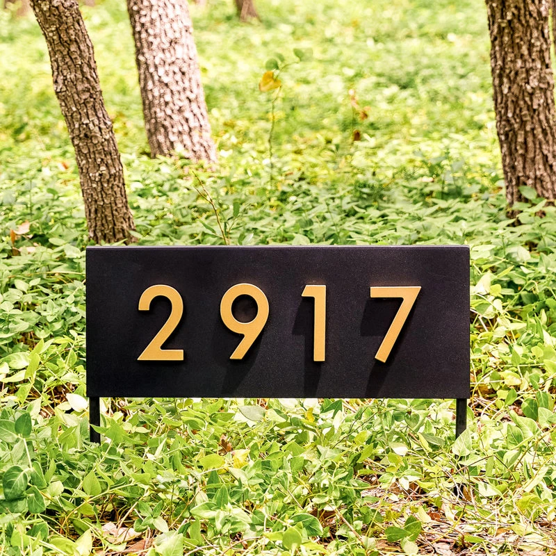 Mod Mettle Hickman Yard Sign, Black, Three Brass Numbers 4 Mod Mettle Hickman Yard Sign, Black, Three Brass Numbers - Image 2