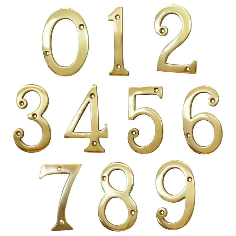 RCH Hardware Brass Modern Curvy House Number, 4-Inch, Various Finishes, Polished 4 RCH Hardware Brass Modern Curvy House Number, 4-Inch, Various Finishes, Polished - Image 2