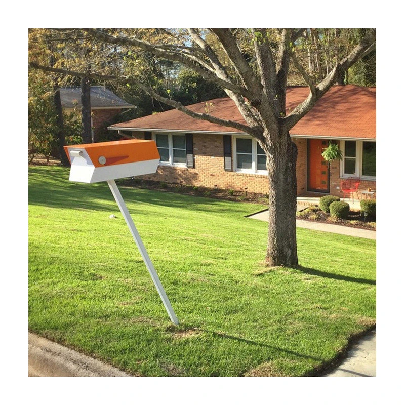 Modbox USA, Inc. ModboxUSA Mid-Century Modern Curbside Mailbox | Two Tone, Pumpkin And White 6 Modbox USA, Inc. ModboxUSA Mid-Century Modern Curbside Mailbox | Two Tone, Pumpkin And White - Image 4