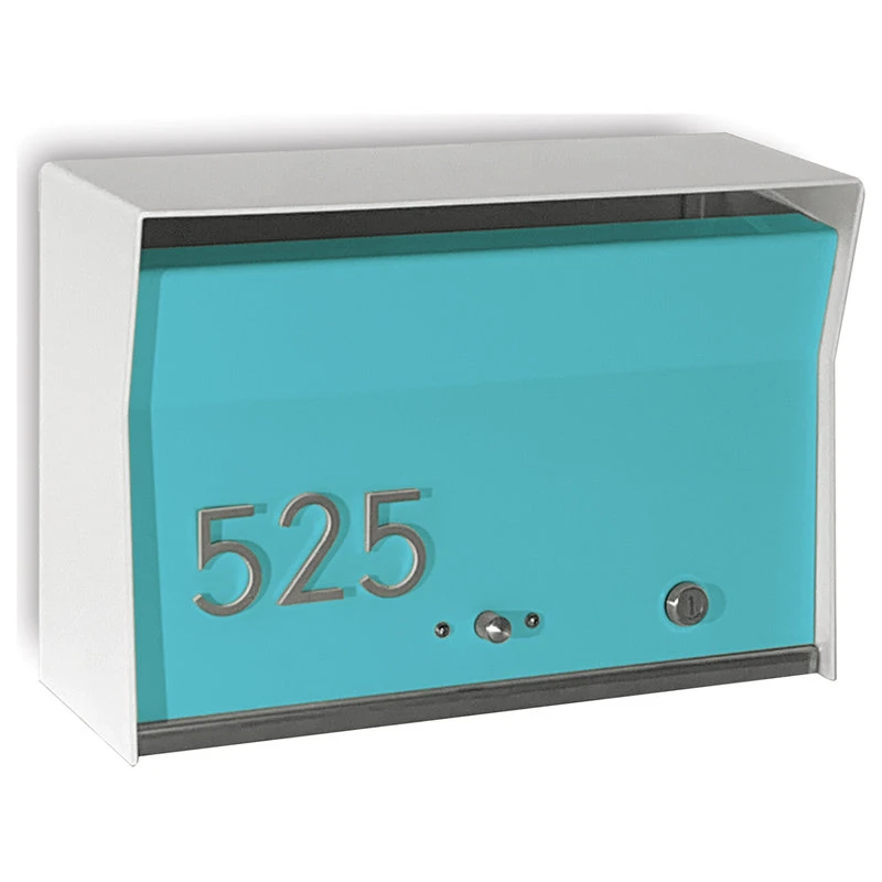 TedStuff RetroBox Locking Modern Wall Mounted Mailbox, In Arctic White & Aqua 3 TedStuff RetroBox Locking Modern Wall Mounted Mailbox, In Arctic White & Aqua