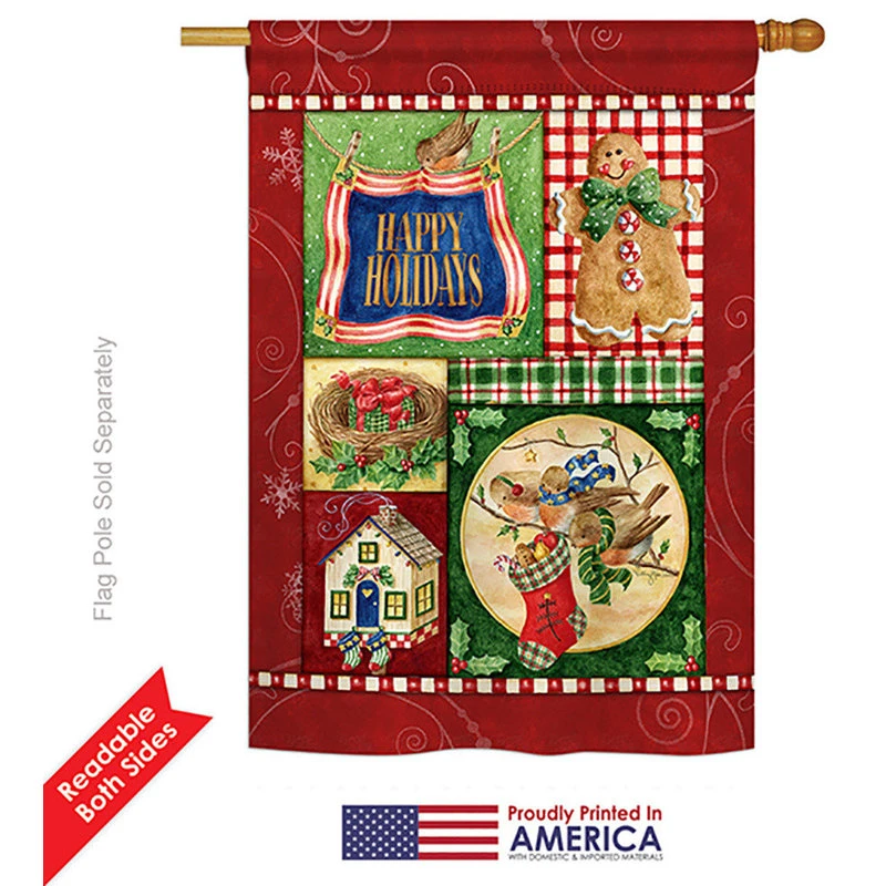 Breeze Decor Happy Holiday Gingerbread Winter, Seasonal House Flag 28"x40" 4 Breeze Decor Happy Holiday Gingerbread Winter, Seasonal House Flag 28"x40" - Image 2