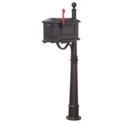 Special Lite Products Company Traditional Curbside Mailbox With Ashland Mailbox Post Unit, Black