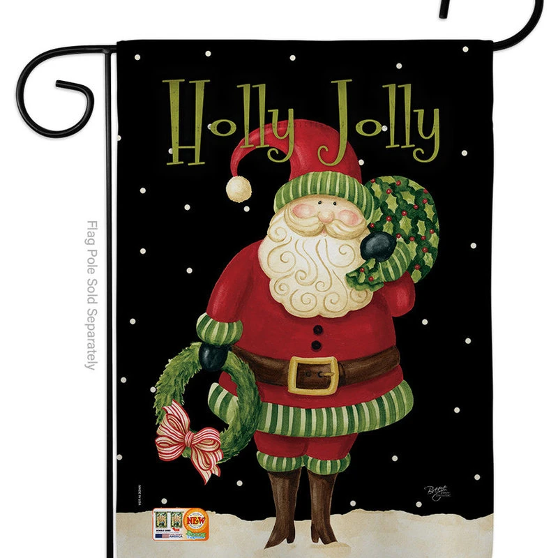 Breeze Decor Holly Jolly Santa Winter Decorative Vertical Double Sided Garden Flag 4 Breeze Decor Holly Jolly Santa Winter Decorative Vertical Double Sided Garden Flag - Image 2