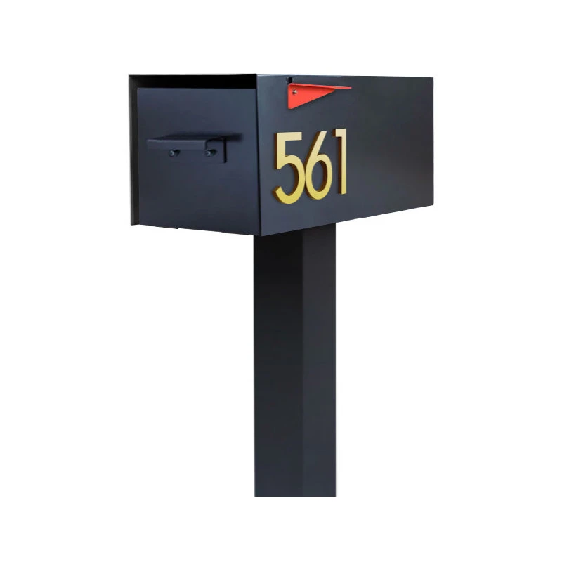 Modern Aspect Malone Post-Mounted Mailbox Optional Pole, Black, With Numbers 3 Modern Aspect Malone Post-Mounted Mailbox Optional Pole, Black, With Numbers
