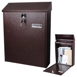Yescom Large Wall Mount Locking Mailbox Steel Letter Box With Door And 2 Keys Home