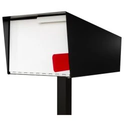 Modern Mailbox Post Mounted Mailbox, Two Tone Black, Black/White, Post Included