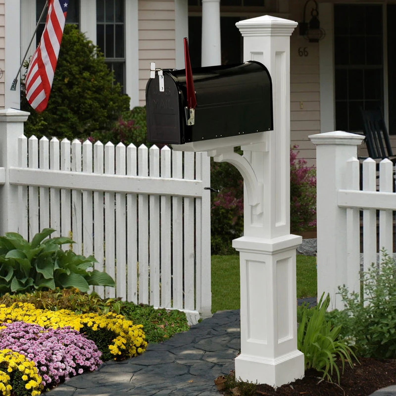 Mayne - Outdoor Products Of Distinction 8"W X 25"D X 56"H Newport Plus Mailbox Post, White 4 Mayne - Outdoor Products Of Distinction 8"W X 25"D X 56"H Newport Plus Mailbox Post, White - Image 2