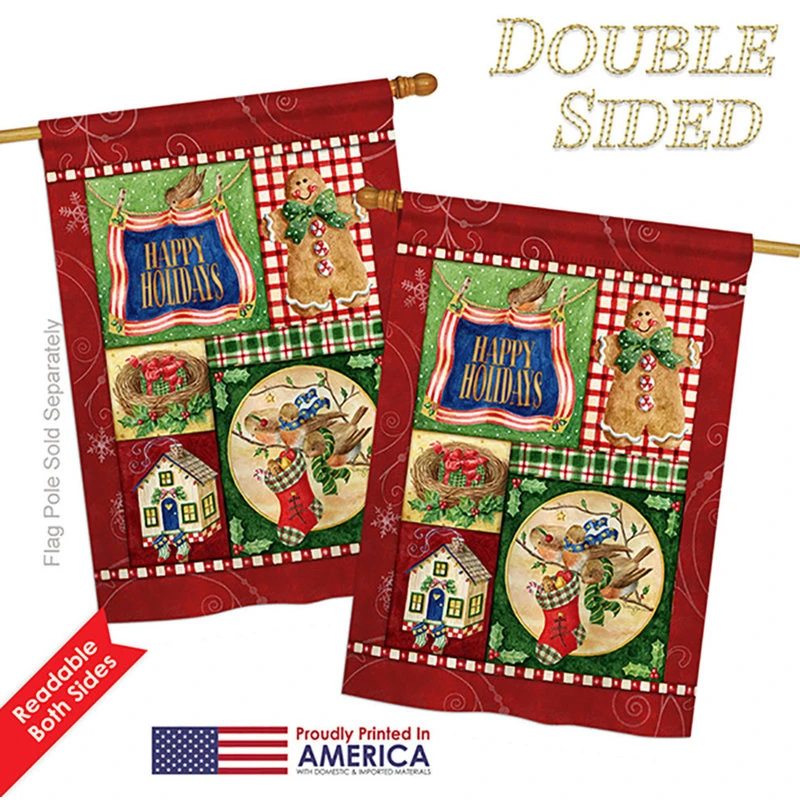 Breeze Decor Happy Holiday Gingerbread Winter, Seasonal House Flag 28"x40" 5 Breeze Decor Happy Holiday Gingerbread Winter, Seasonal House Flag 28"x40" - Image 3