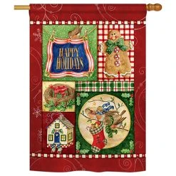 Breeze Decor Happy Holiday Gingerbread Winter, Seasonal House Flag 28"x40"