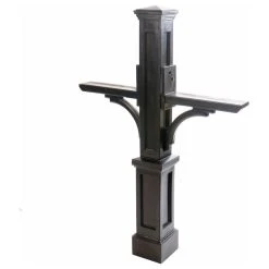 Mayne - Outdoor Products Of Distinction 42"W X 8"D X 56"H Newport Plus Double Mailbox Post, Black