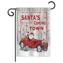 Breeze Decor Santa's Coming To Town Winter, Seasonal Garden Flag 13"x18.5"