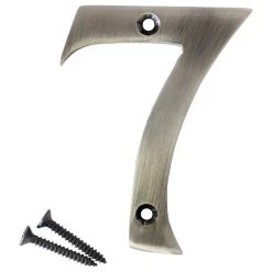 RCH Hardware Brass Modern House Number, 3-Inch, Various Finishes, Antique Nickel