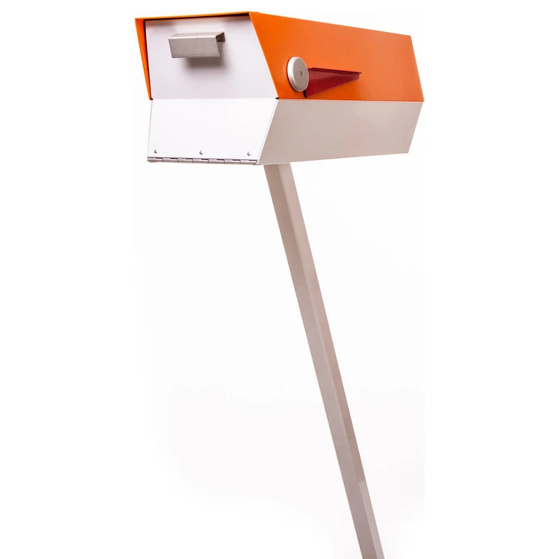 Modbox USA, Inc. ModboxUSA Mid-Century Modern Curbside Mailbox | Two Tone, Pumpkin And White 4 Modbox USA, Inc. ModboxUSA Mid-Century Modern Curbside Mailbox | Two Tone, Pumpkin And White - Image 2